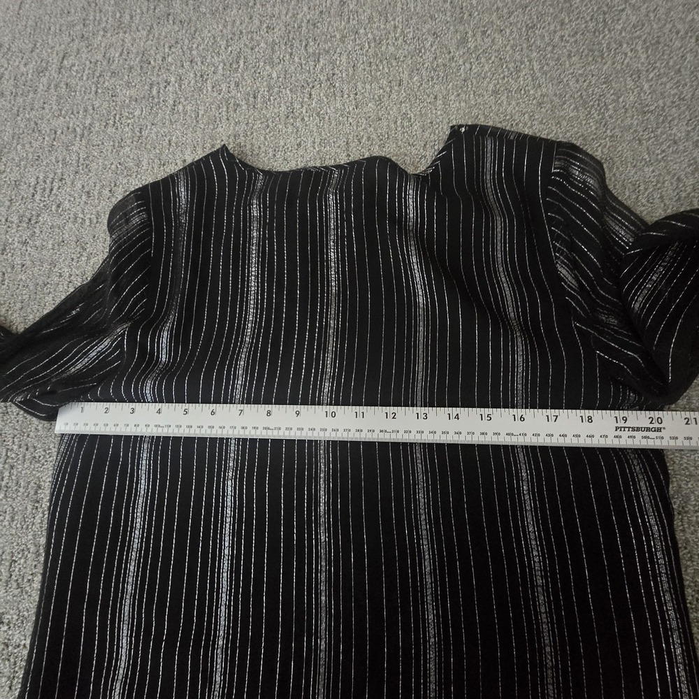 New York & Co Silk‎ Blend Beaded Mesh Blouse Sheer Black Sequin Metallic L - Picture 7 of 7